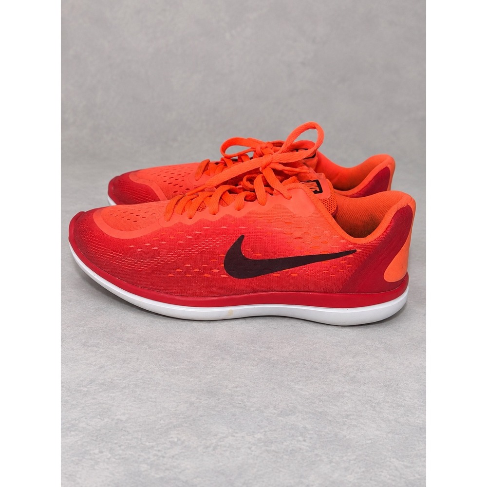 Nike Flex 2017 RN Running Shoes Womens 8.5 Orange Red Mesh Sneakers 904236-800